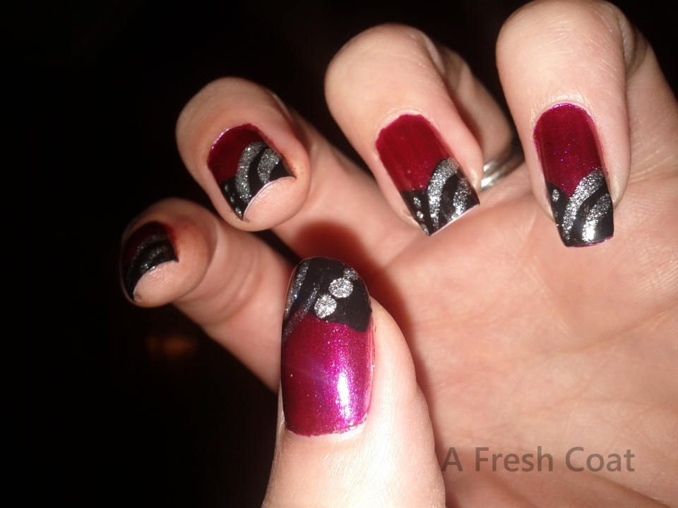 French Abstract Full Tip Nails