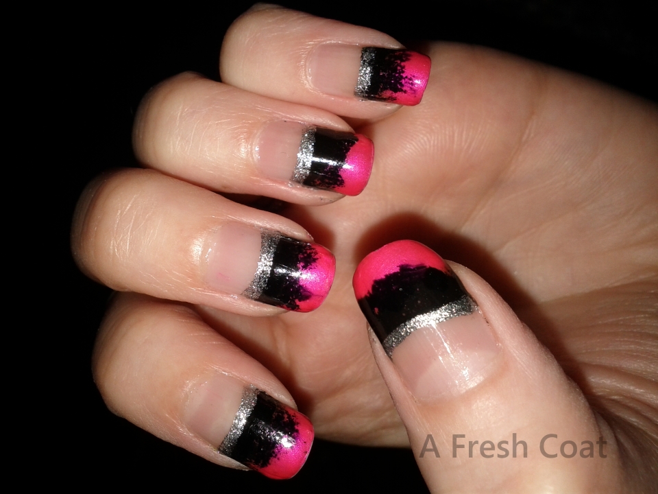 Hot Pink & Black French Graident